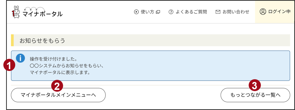 外部サイトとの連携 / お知らせをもらう（完了） | 使い方